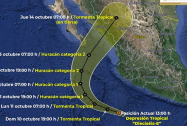 Emite alerta, Gobierno de México, ante efectos de la Depresión Tropical Dieciséis-E