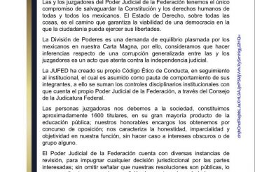 Jueces califican de atentado a la autonomía judicial acusaciones de AMLO