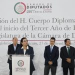 La diputada Marcela Guerra encabezó, en la Cámara de Diputados, la recepción al Cuerpo Diplomático Acreditado en México