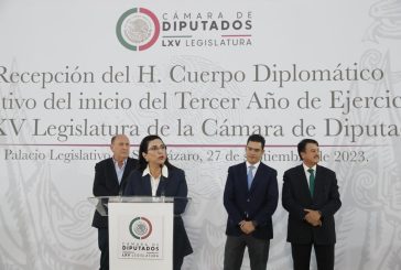La diputada Marcela Guerra encabezó, en la Cámara de Diputados, la recepción al Cuerpo Diplomático Acreditado en México