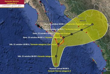 Tormenta Tropical Norma impactará hoy en Sinaloa; anuncian cierre de aeropuertos 